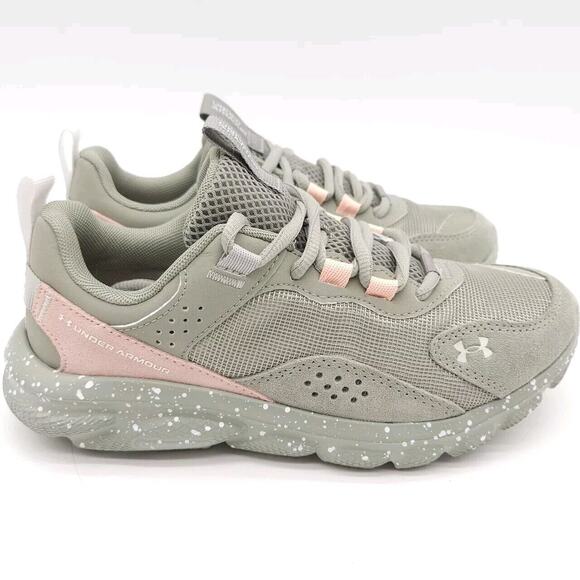 Under Armour Womens 5.5 Charged Verssert Speckle Green Pink Lace Up Shoe Running - Picture 4 of 8